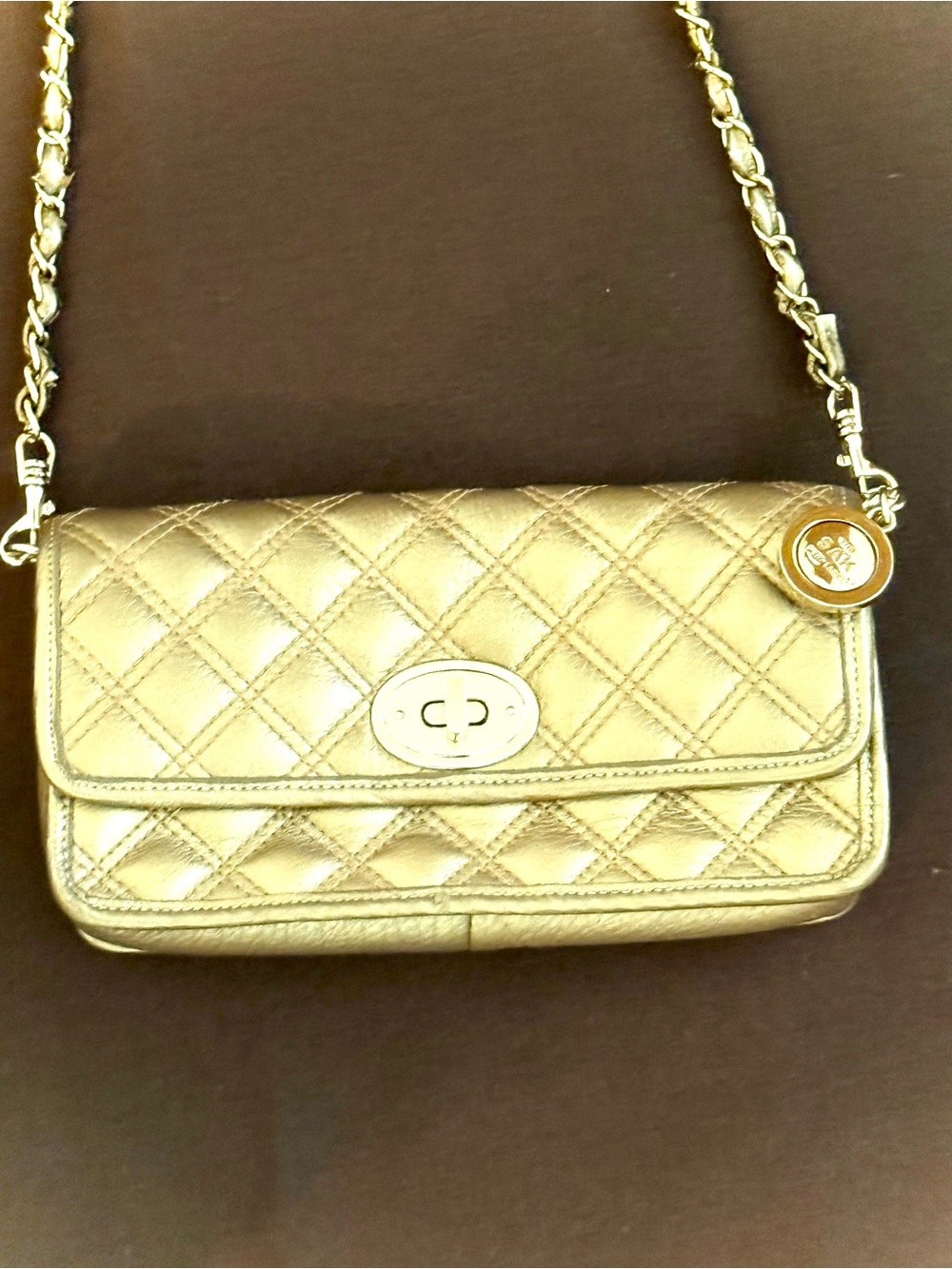 Gold Quilted Crossbody Bag with Chain Strap-The Sak-Pink Label